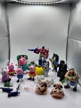 Mixed Kids Toy Figures Bundle - Pink, Blue, Red, Yellow, Green Characters